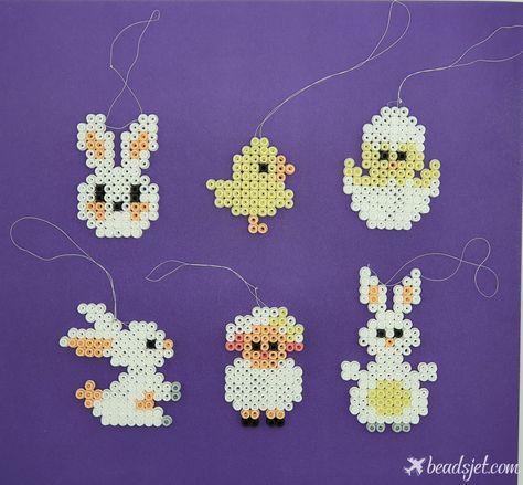 Hama Beads Patterns Easter, Easter Perler Beads, Easter Pixel Art, Perler Beads Animals, Easter Perler Bead Patterns, Easter Hama Beads, Beads Animals, Hama Beads Christmas, Perler Bead Designs