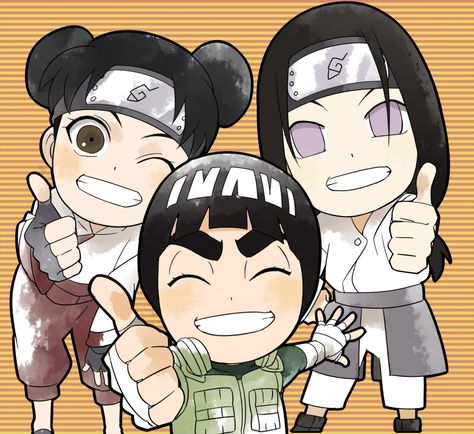 Pinterest Rock Lee And Tenten, Naruto Jutsu, Naruto Fandom, Team Gai, Team Guy, Tenten Naruto, Chibi Design, Naruto Chibi, Rock Lee Naruto