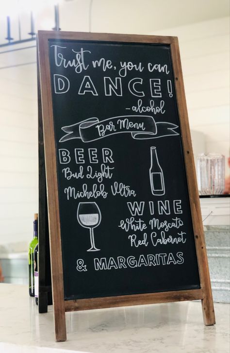 Bar Menu Chalkboard Ideas, Party Drink Menu Bar Signs, Wine Menu Chalkboard, Alcohol Chalkboard Art, Chalkboard Drink Menu Board, Pub Boards Ideas, A Board Signage, Bar Chalkboard Ideas, Green Pub