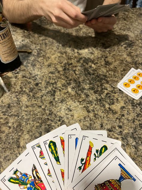 Board games aesthetic, Spanish-suited cards. Game night. Card Playing Aesthetic, Board Games Aesthetic, Playing Cards Aesthetic, Spanish Playing Cards, Spanish Summer, Mediterranean Vibes, Games Aesthetic, Cards Game, Friends Aesthetic