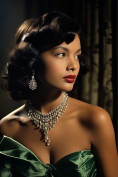 1920s Photoshoot Black Women, 1950s Fashion Black Women, 1950s Fashion Hair, Vintage Photoshoot Black Women, Long Hairstyles Simple, 1920s Photography, 50s Photoshoot, Hollywood Hairstyles, Classy Hairstyle