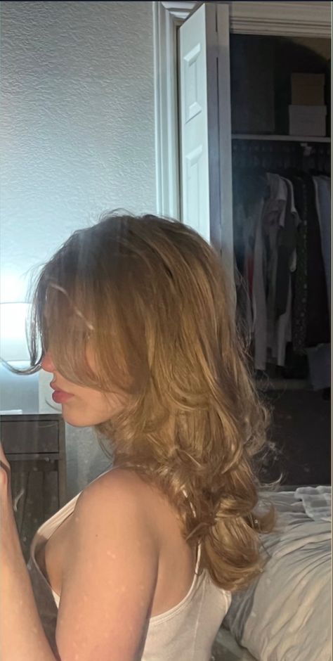 Long Layered Hair With Curtain Bangs 90s, Blowout Hair Aesthetic, Short Layered Haircuts Wavy Hair, Roller Blowout, Aesthetic Blowout, Layered Hair Blowout, Curtain Bang Haircut, Armpit Length Hair, Bang Haircut