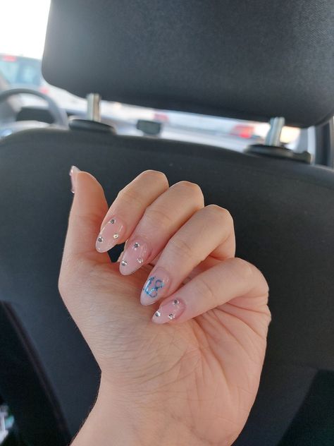 #nails #gems #bluenails #18thbirthday Birthday Nails Blue, 18th Birthday Nails, Nails Gems, Birthday Nail, Happy Birthday 18th, Extension Designs, Nails Blue, Gem Nails, Blue Pin