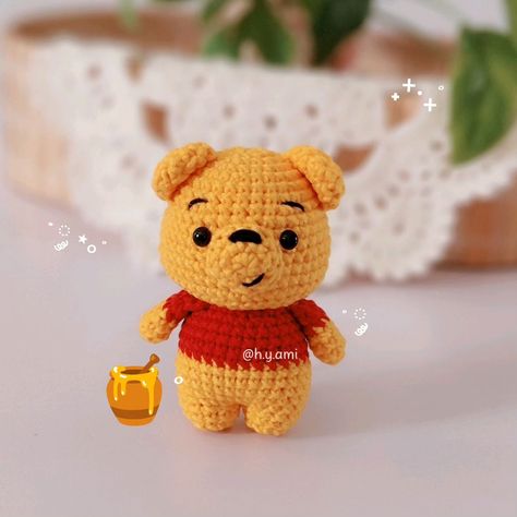 ⍝ʕ´•ᴥ•`ʔ⍝Winnie the Pooh 🍯˚ ʕ´•ᴥ•`ʔ I'm quite busy these days, so I...will post video tutorial on my yt channel in the next few days🥺 Pattern by me ˖⁺‧₊˚♡˚₊‧⁺˖ #crochet #crochetaddict #crochetlovers #crochetlover #crochetgiftcrochets #crochettoys #gifttoys #amigurumilovers #amigurumis #amigurumitoys #amigurumilove #amigurumi #cutetoys #cuteamigurumi #crochetando #crochetinstagram #crocheting #amigurumist #amigurumifreepatterns #freecrochettutorial #diy #diycrafts #handmadewithlo... Crochet Winnie The Pooh Keychain, Pooh Bear Crochet, Crochet Pooh Bear, Winnie The Pooh Amigurumi, Winnie The Pooh Crochet, Pooh Crochet, Winnie Poo, Crochet Christmas Gifts, Crochet Keychain Pattern