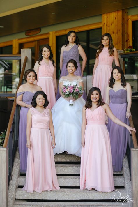 Pink And Purple Wedding Theme Bridesmaid Dresses, Pink And Purple Bridesmaids, Purple And Pink Bridesmaid Dresses, Pink And Purple Bridesmaid Dresses, Pink Purple Wedding Theme, Pink And Purple Wedding Theme, Pink And Lavender Wedding, Lavender Combination, Lavender And Pink Wedding