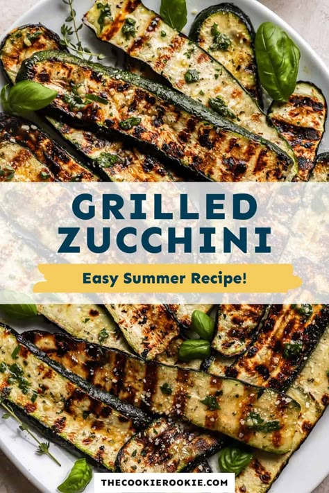 If you need a simple side dish to serve this summer, be sure to try this marinated and grilled zucchini! It's easy, delicious, healthy, and goes well with anything from burgers to steaks! Grilled Zucchini And Peppers, Grilled Zucchini In Foil, Best Grilled Zucchini Recipes, Zucchini Steak Recipes, Marinated Zucchini Grilled, Summer Zucchini Side Dish, How To Grill Zucchini On Grill, Grilled Zucchini Marinade, Zuccini Sides Dishes Grilled