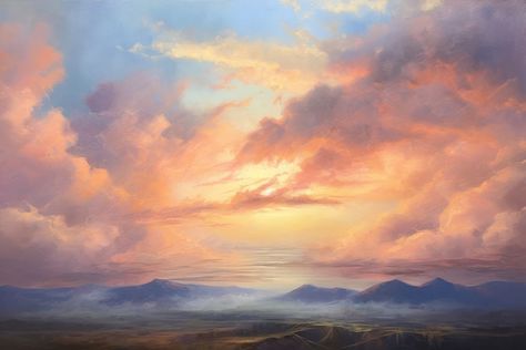 Landscape sunset outdoors painting horizon. | premium image by rawpixel.com Horizon Aesthetic, Outdoors Painting, Watercolor Horizontal, Sunset Landscape Painting, Sky Watercolor, Dusk Sky, Color Aesthetic, Landscaping Images, Landscape Sunset