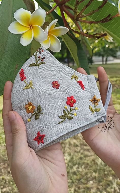 Ready to ship 3 Layer Floral Mask/ Hand Embroidery Mask/ | Etsy Embroidery Mask Design, Embroidery Mask, Mask Embroidery, Floral Mask, Embroidery Videos, Hand Embroidery Projects, Hand Embroidery Flowers, Embroidery Flowers Pattern, Reusable Face Mask