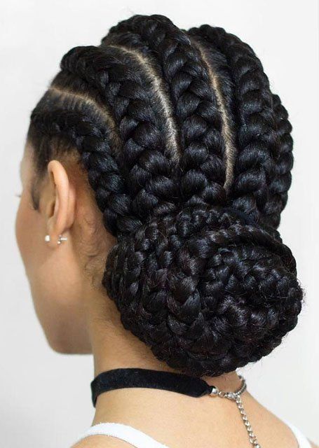 Big Cornrow Braids, Two Cornrow Braids, Cornrows Braids For Black Women, Cornrows Styles, Braids Ponytail, Cornrow Braids, Hair Braiding Styles, African Hair Braiding, African Hair Braiding Styles