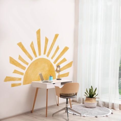 Funlife® Bohemian Sun Wall Sticker for Children Baby Room Nursery Waterproof Wall Decals Self-adhesive Watercolor Stickers - AliExpress Baby Room Wall Stickers, Bohemian Sun, Pvc Sheet, Yellow Sun, Nursery Baby Room, Kids Wall Decals, Cleaning Walls, Pvc Wall, Vinyl Wall Stickers