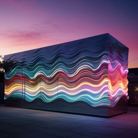 Terrace Bar, Light Art Installation, Wall Cover, Rainbow Store, Color Burst, Portfolio Examples, Facade Lighting, Feature Walls, Building Facade