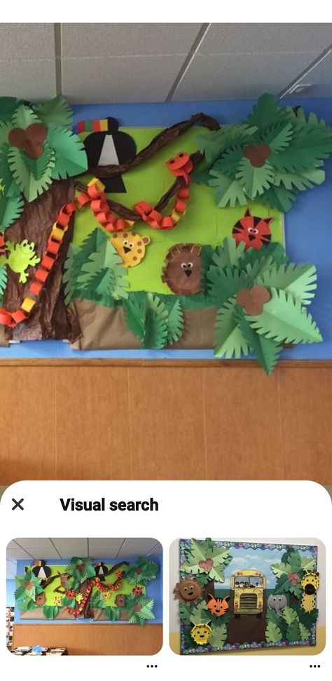 Wild Bulletin Board Ideas, African Safari Bulletin Board Ideas, Wildlife Bulletin Board Ideas, Costa Rica Door Decorations, Wild About Kindergarten Bulletin Board, Wild Animal Bulletin Board Ideas, Brazil Classroom Decoration, Jungle Theme Classroom Decorations Ideas, Animal Bulletin Board Ideas