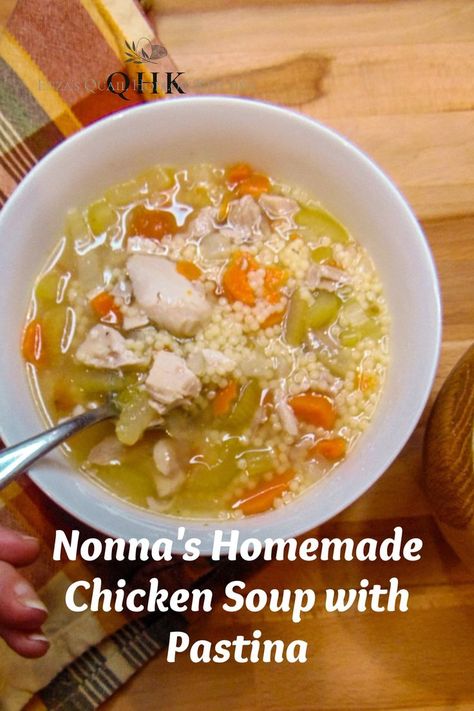 A bowl of homemade chicken soup is loaded with chicken, vegetables and pastina! Rotisserie Chicken Recipes Healthy, Sausage Burgers, Mango Slaw, Homemade Chicken Soup, Appetizer Dessert, Breakfast Appetizers, Dinner Drinks, Rotisserie Chicken Recipes, Easy Homemade Recipes