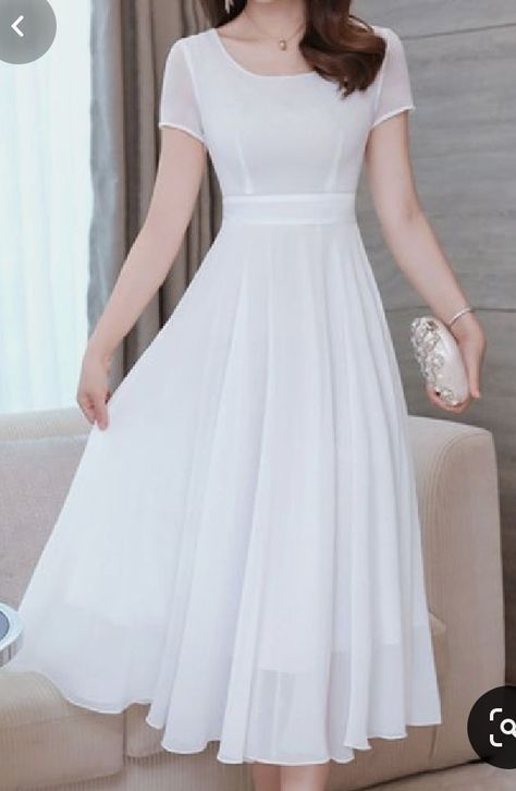 Summer Formal, Designer Top, Diy Vetement, Design 2023, Fancy Dress Design, Sleeved Dress, Frock Design, White Casual, Modest Dresses