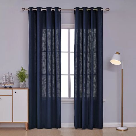 Gracie Oaks Bond Solid Semi-Sheer Grommet Single Curtain Panel | Wayfair.ca Navy Blue Curtains, Thick Curtains, Cheap Curtains, Grommet Panels, Drapery Panels, Colorful Curtains, Grommet Curtains, Sheer Curtain, Sheer Curtains