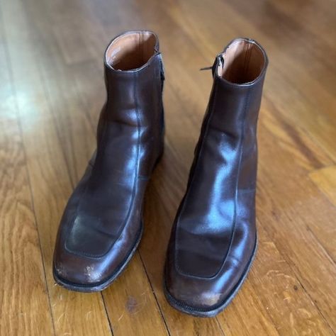 Men's Vintage 60's, 70's Mason boots Vintage Boots Men, 70s Boots Men, 70s Mens Shoes, Square Boots Outfit, 70s Aesthetic Fashion, Retro 70s Aesthetic, Square Boots, 1970s Shoes, 70s Boots