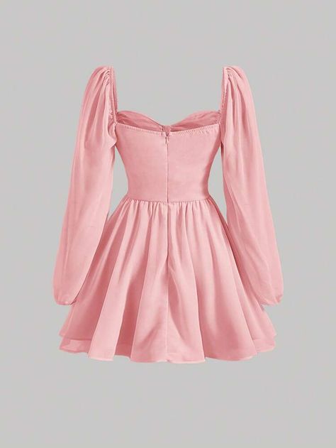 SHEIN MOD Sweetheart Neck Lantern Sleeve Ruched Bust Dress | SHEIN USA Heavy Bust Outfit, Ruched Bust Dress, Teenage Dress, Outfit Ideas Korean, Formal Ideas, Bust Dress, Dresses Fancy, Korean Outfit Street Styles, Sweet Clothes