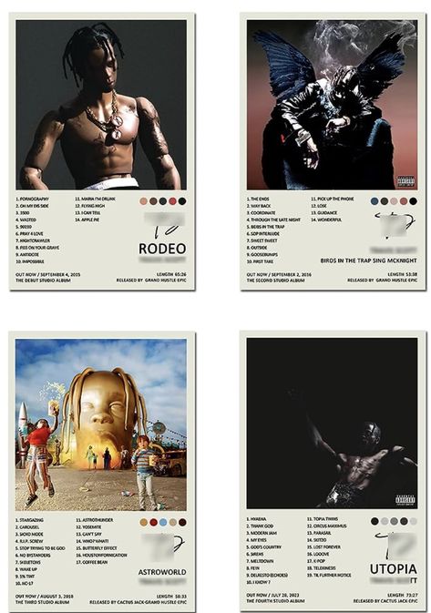 Travis Scott Utopia Album Cover Limited Edition Posters (Set of 4) Unframed 8in x 12in(20x30cm) Paper Poster Bedroom Decor Office Room Decor Gift Utopia Album Cover, Travis Scott Music, Wall Collage Picture Frames, Travis Scott Album, Travis Scot, Dust Repellent, Album Artwork Cover Art, Album Posters, Poster Bedroom