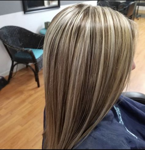 Semi Chunky Highlights, Horizontal Highlights, Half Head Highlights Brown Hair, Dirty Blonde Hair With Highlights, Chunky Blonde Highlights, Skunk Hair, Highlight Ideas, Blonde Highlights On Dark Hair, Summer Blonde Hair