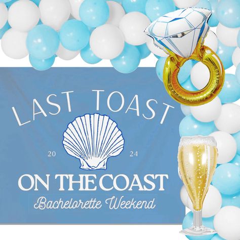 PRICES MAY VARY. Our Last Toast On The Coast Balloon will bring dreamy and beautiful embellishment to your party. Through simple assembly, and hanging the photo to complete a most gorgeous background wall. Our Beach Bachelorette Party Decorations will bring unparalleled joy and the most beautiful moments to your family and friends. What you will receive: 20 x latex balloons, 1 x Last Toast On The Coast backdrop, 1 x ring balloon, 1 x bottle balloon Our Last Toast On The Coast Balloon will bring Aquamarine Last Splash, Lake Bachelorette Theme, Last Toast On The Coast Bachelorette, Beach Bachelorette Party Decorations, Florida Bachelorette Party, Coast Bachelorette Party, Ring Balloon, Backdrop Balloon, Beach Bach