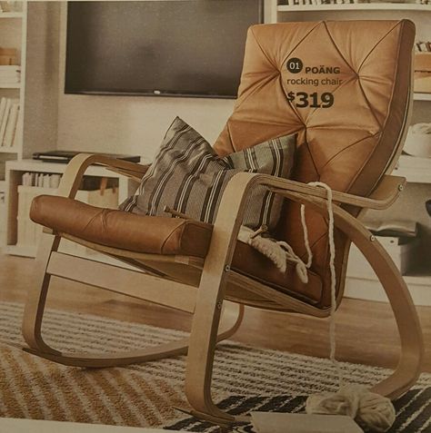 Poang leather rocking chair ikea 2017                                                                                                                                                                                 More Poang Rocking Chair, Poang Chair, Ikea Poang Chair, Ikea Armchair, Ikea Chairs, Guest Bedroom Remodel, Small Bedroom Remodel, Rocking Chair Nursery, Small Bedrooms