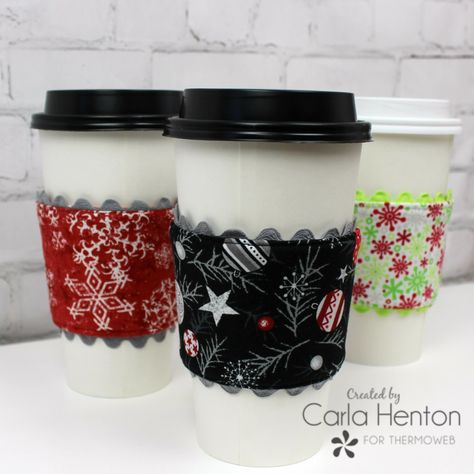 Coffee Sleeve Pattern, Quilted Christmas Gifts, Coffee Cup Warmer, Coffee Cup Sleeves, Paper Coffee Cup, Local Coffee, Cup Sleeve, Coffee Sleeve, Beginner Sewing Projects Easy