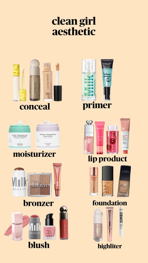 Basic Makeup Products To Have, Clean Girl Aesthetic Makeup, Polypeptide Cream, Dream Vanity, Brown Hairstyles, Dream Makeup, Makeup Order, Makeup Accesories, Makeup Artist Tips