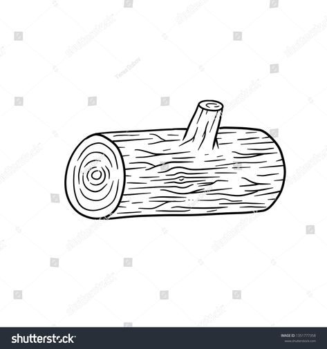 Log Drawing, Log Image, Craft Templates, Tracing Sheets, Wooden Log, Black And White Sketches, Truck Art, Drawn Illustration, White Hand