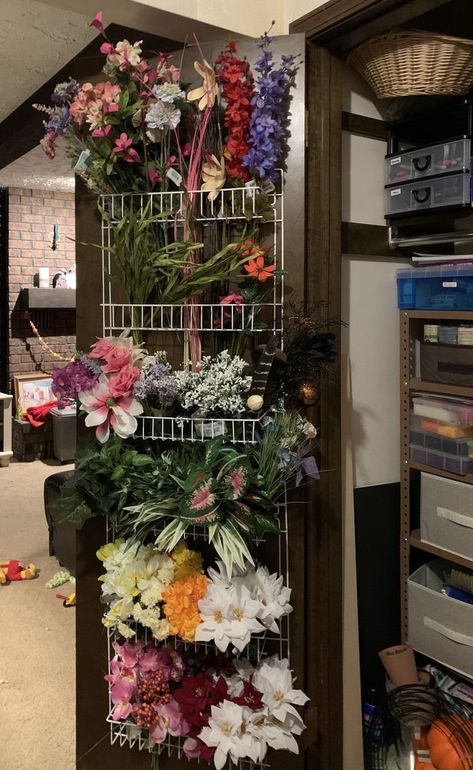 15 HELPFUL HOLIDAY DECOR STORAGE HACKS AND ORGANIZATION IDEAS — ASHLINA KAPOSTA Storing Flowers In Craft Room, Fake Flower Storage Ideas, Silk Flower Storage Ideas, Designer Shelves, Holiday Decor Storage, Urban Cottagecore, Mom Hobbies, Craft Storage Drawers, Floral Storage