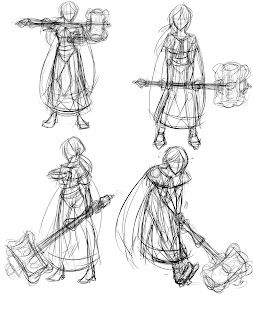 Daily Sketch: Hammer Poses Hammer Sketch Drawings, Holding Ax Pose Reference, Sledge Hammer Drawing, Hammer Pose Reference Drawing, People Holding Axes Reference, Big Hammer Character, Giant Hammer Pose, Swinging Hammer Reference, Big Hammer Drawing Reference