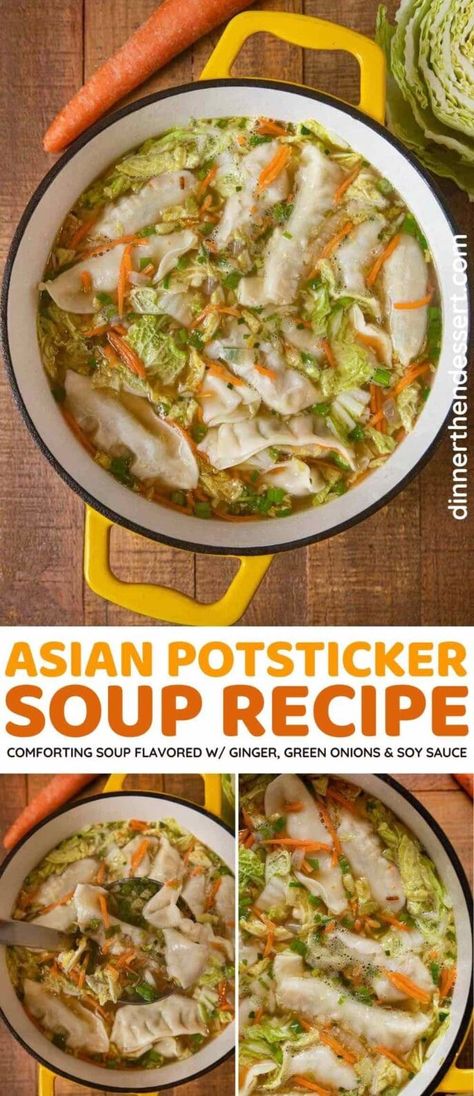 30 Minute Asian Meals, Chicken Pot Stickers Recipe Easy, Asian Potsticker Soup, Pot Stickers Soup Recipe, Pot Stickers Meal Ideas, Potstickers Soup Recipe, Chicken Potsticker Soup, Korean Cabbage Soup, Recipes Using Potstickers