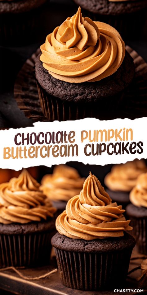 Fall Cupcakes Chocolate, Thanksgiving Cupcakes Chocolate, Pumpkin Chocolate Chip Cupcakes With Cinnamon Buttercream, Pumpkin Brigadeiro Recipe, Pumpkin Chocolate Cupcakes, Chocolate Fall Cupcakes, Fall Chocolate Cupcakes, Fancy Fall Cupcakes, Fall Gourmet Cupcakes