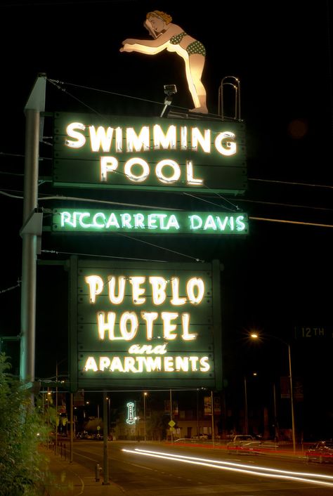 Vintage Oddities, Hotel Swimming Pool, Vintage Neon Signs, Vintage Hotels, Restaurant Signs, Hotel Pool, Retro Sign, Hotel Motel, Old Signs