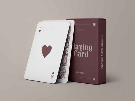 Free Playing Cards Mockup (PSD) Cool Playing Cards, Mockup Template Free, Playing Card Box, Custom Playing Cards, Bookmark Card, Playing Cards Design, Box Mockup, Card Deck, Poker Cards