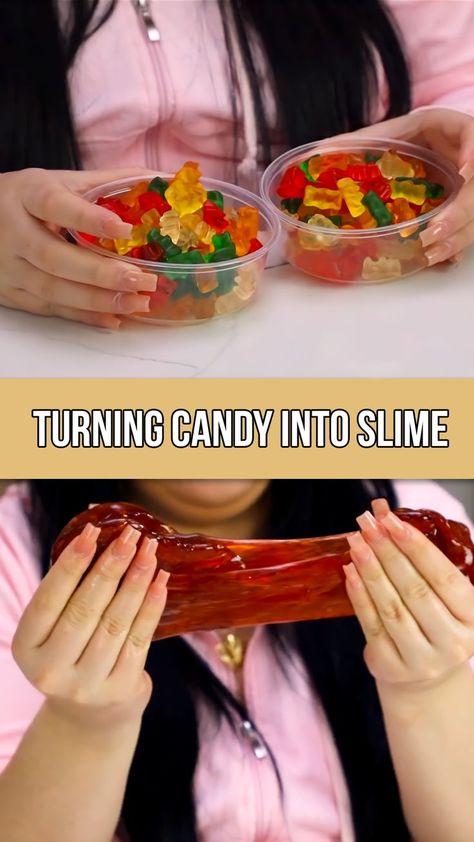 I LOVE slime and I also love candy, which is why I decided to turn candy into slime! Grab a pack of gummy bears and let’s do an easy slime craft together! Slime Challenge, Edible Slime, Extreme Food, Slime Craft, Bear Crafts, Food Challenge, Gummy Bear, Fun Challenges, Gummy Bears