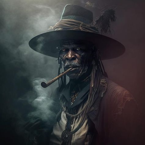 Conjure Magic, Voodoo Tattoo, Voodoo Art, Manifestation Prayer, Black Power Art, Papa Legba, Male Witch, Shamanic Journey, Good Cigars