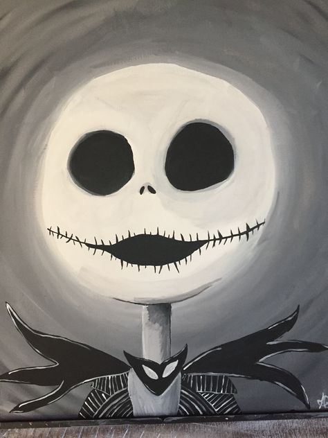 My all time favorite movie is The Nightmare Before  Christmas Jack Skellington Painting, Disney Canvas Paintings, Nightmare Before Christmas Movie, Nightmare Before Christmas Drawings, Jack Skellington Faces, Moody Art, Painting Canvases, Halloween Painting, The Nightmare Before Christmas