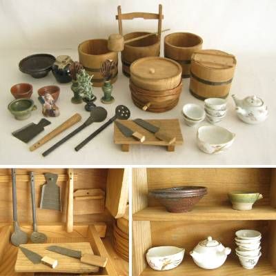 Antique Japanese Miniature Wood Kitchen | Kyoto Traditions Traditional Japanese Kitchen, Japanese Dollhouse, Japanese Miniature, Japanese Room, Stoneware Bowls, Japanese Kitchen, Mini Kitchen, Miniature Kitchen, Miniature Diy