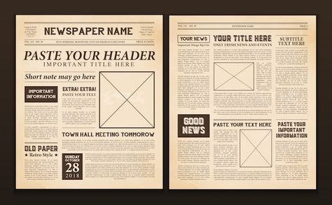 Newspaper Names, Newspaper Layout, Pages Template, Newspaper Template, Vintage Newspaper, Newspaper Design, Corporate Identity Design, Journal Vintage, Old Newspaper