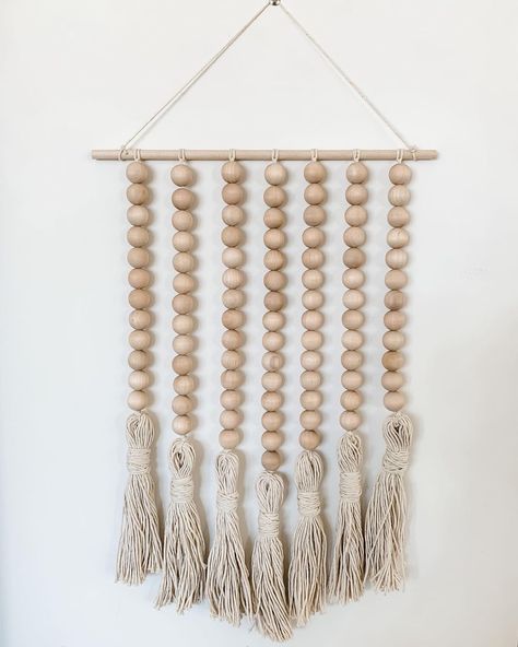 Hey, that wall over there looks like it would look extra beautiful with this little accessory. 😉 #taptoshop Beaded Wall Art, Beaded Wall Hanging, Tassel Wall Hang, Pola Macrame, Wall Art Tutorial, Diy Boho Decor, Wood Wall Art Diy, Diy Bead Embroidery, Wooden Bead Garland