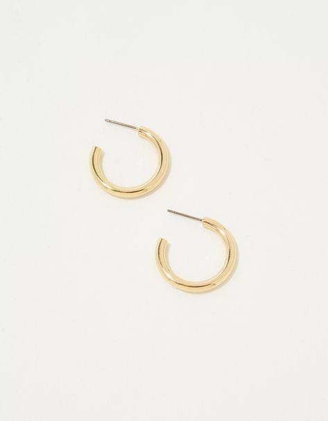 Aerie Gold Hoop Earrings Small Gold Hoop Earrings, Small Gold Hoops, Sparkly Jewelry, Gold Jewelry Earrings, Mini Hoop Earrings, Jewelry Essentials, Jewelry Lookbook, Birthday Wishlist, Girly Jewelry