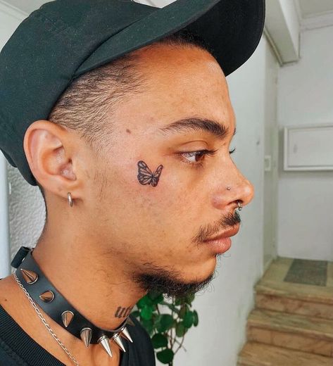 Cheekbone Tattoo, Small Face Tattoo, Cool Face Tattoos, Under Eye Tattoo, Teardrop Tattoo, Small Face Tattoos, Smiley Face Tattoo, Tattoo Artists Near Me, Geometric Face