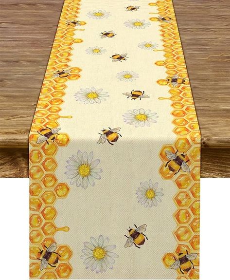 Amazon.com: Linen Bee Daisy Table Runner Rustic Home Farmhouse Table Cover Boy Girl Bithday Party Indoor Outdoor Decoration Home Kitchen Dining Room Decor (13" x 72") : Home & Kitchen Outdoor Birthday Party Decorations, Bee Kitchen, Linen Table Runners, Dining Table Runners, Banquet Decorations, Printed Table Runner, Dining Room Accessories, Holiday Party Decorations, Room Decorations