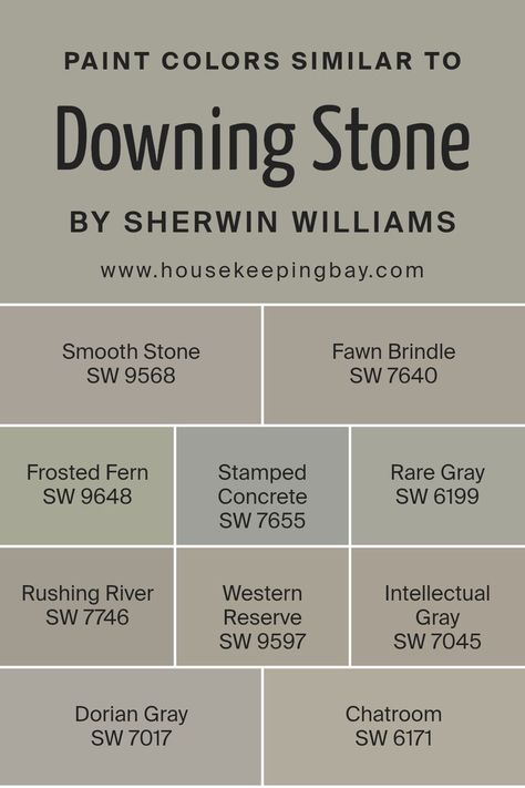 Colors Similar to Downing Stone SW 2821 by Sherwin Williams Library Pewter Sherwin Williams, Pewter Sherwin Williams, Gauntlet Gray Sherwin Williams, 1800 Farmhouse, Gray Sherwin Williams, Fawn Brindle, Gentle Gray, Gauntlet Gray, Sherwin Williams Gray