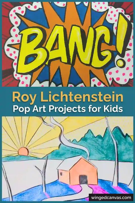 Roy Lichtenstein — Famous Pop Artist and Comic Hero | Winged Canvas Blog Roy Lichtenstein Makeup, Roy Lichtenstein Art Projects For Kids, Roy Liechtenstein, Roy Lichtenstein Pop Art Artworks, Roy Lichtenstein Art, Roy Litchenstein Pop Art, Ben Day Dots, Pop Art For Kids, Roy Lichtenstein Pop Art