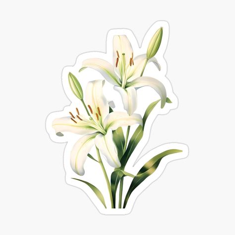 Lilies Flower in Sticker and more Check out in our store Pink Wallpaper Laptop, Sticker Design Inspiration, Arte Grunge, Nature Stickers, Watercolor Stickers, Scrapbook Stickers Printable, Floral Stickers, White Stickers, Cool Stickers