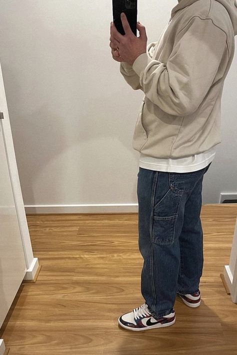 How To Style Carpenter Jeans Men, Denim Carpenter Pants Outfit, Carpenter Jeans Outfit Aesthetic, Jeans For Men Aesthetic, Dickies Jeans Outfit Men, Mens Carpenter Jeans Outfit, Black Carpenter Jeans Outfit, Dickies Trousers Outfit Men, Mens Carpenter Jeans