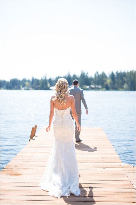 Lake Wedding Pictures, Dockside Wedding, Backyard Lake, Wedding In Black, Different Styles Of Wedding Dresses, Dock Wedding, Lake Wedding Photos, Styles Of Wedding Dresses, Wedding Photo List