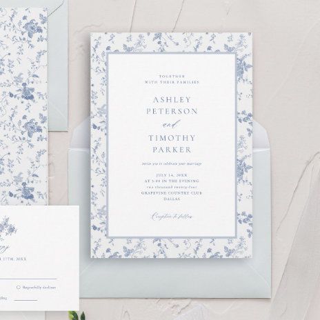 French Invitations & Invitation Templates | Zazzle Wedding Chinoiserie, Chinoiserie French, Blue Classic Wedding, Blue Floral Wedding Invitations, Victorian Wedding Invitations, Light Blue Wedding Invitations, French Blue Wedding, Blush Pink Wedding Invitations, Traditional Wedding Invitations