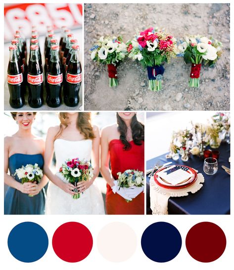 July Wedding Colors, Red White And Blue Wedding, Red White Blue Wedding, Blue Wedding Colors, White And Blue Wedding, Patriotic Wedding, Red Color Combinations, Wedding Colors Red, Wedding Themes Summer